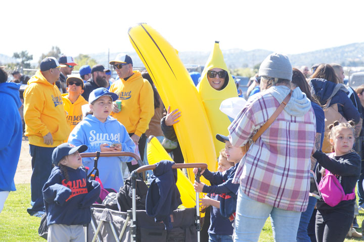 The theme for the day seemed to be Bananas at the Sunset Community Little League opener.